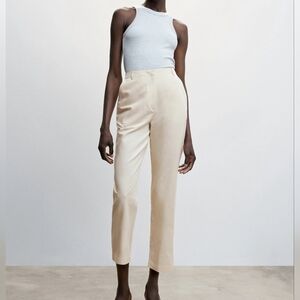 Nwt Mango Linen Cropped Pants